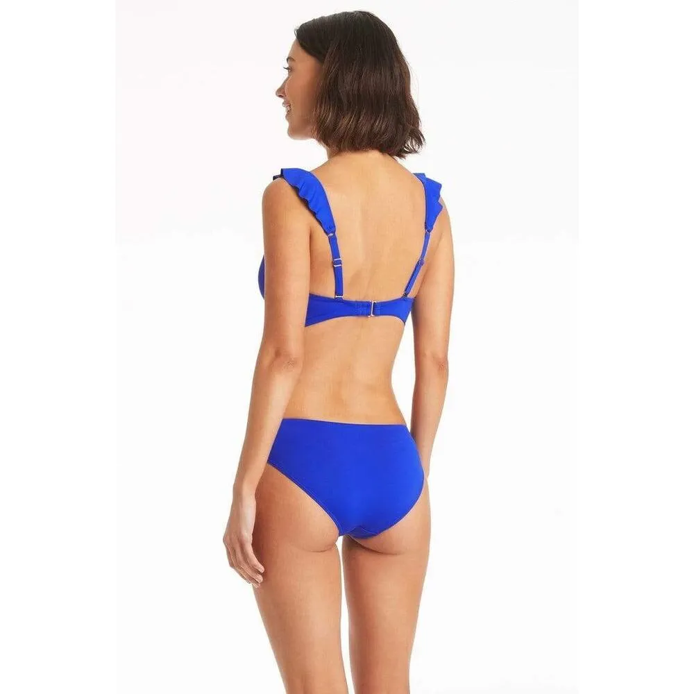 Sea Level Essentials Cobalt Blue Ruffled Hipster Two Piece Bikini Swimsuit Set 8 - Image 2