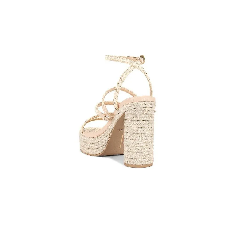 Dolce Vita Catina High Heels in Light Natural 8 with box Womens Platform Raffia Tan - Image 3