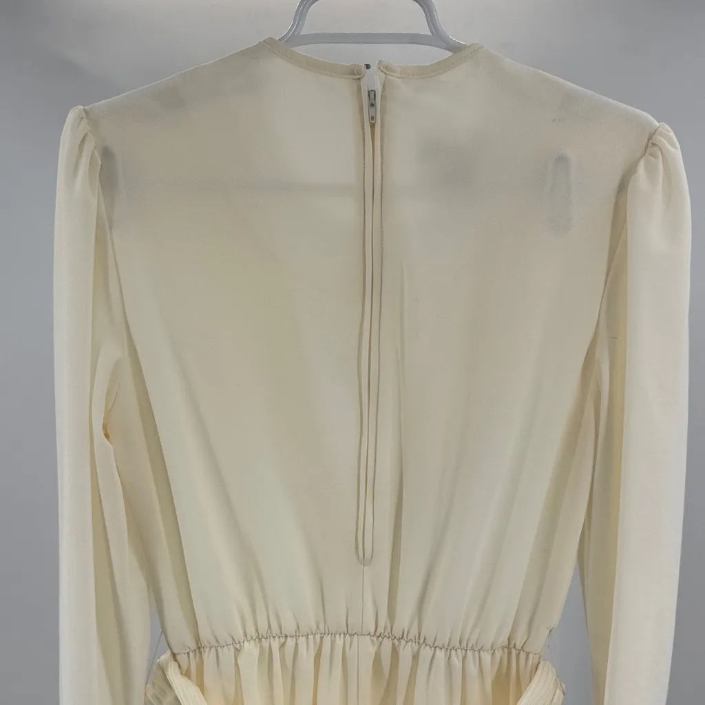 Vintage Jennifer Gee Cream Long Sleeve Dress lace trim cottage 12 boho 70s - Image 4