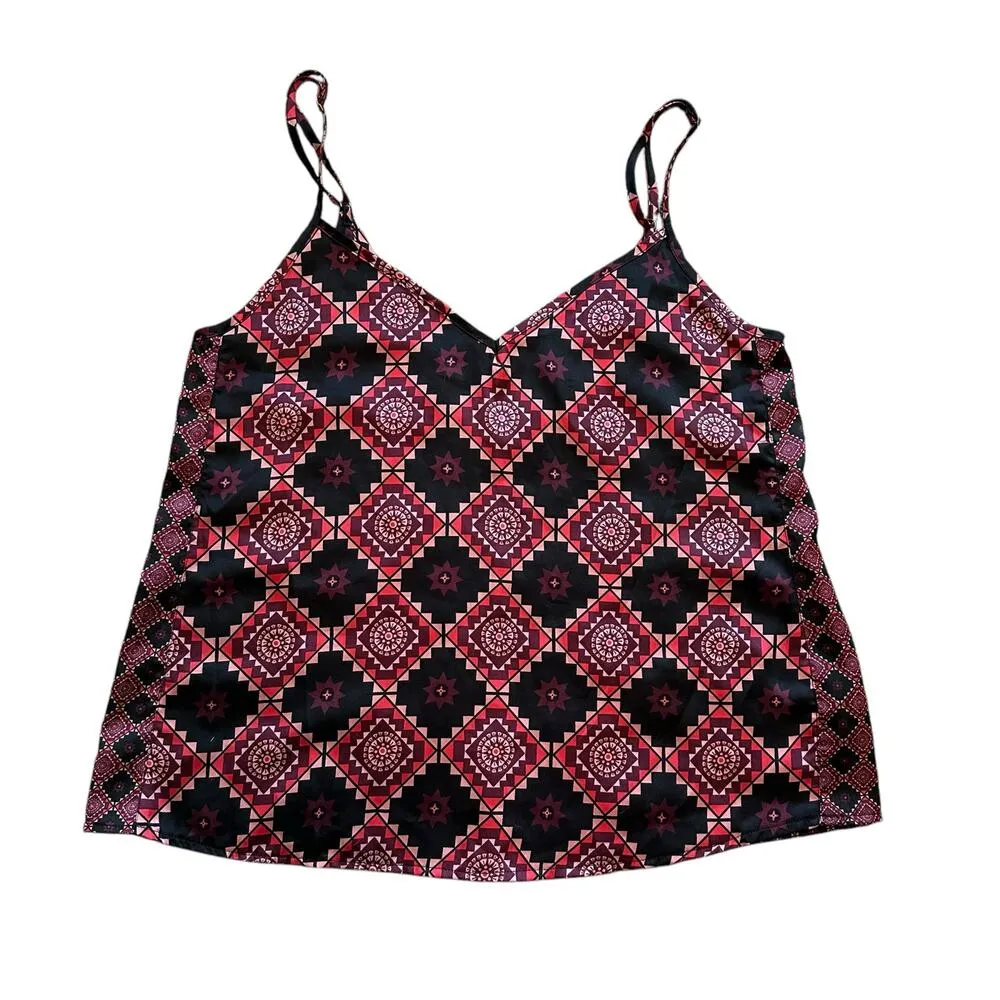 Sam Edelman black, red & pink tribal print v-neck tank top size M - Image 10