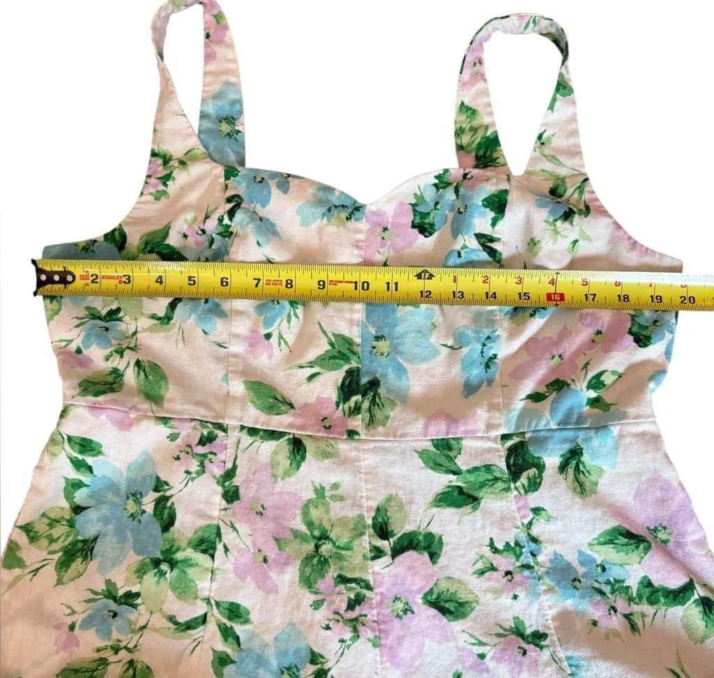 Old Navy Fit & Flare Linen Blend Midi Dress Smocked Floral Womens XL Petite - Image 8