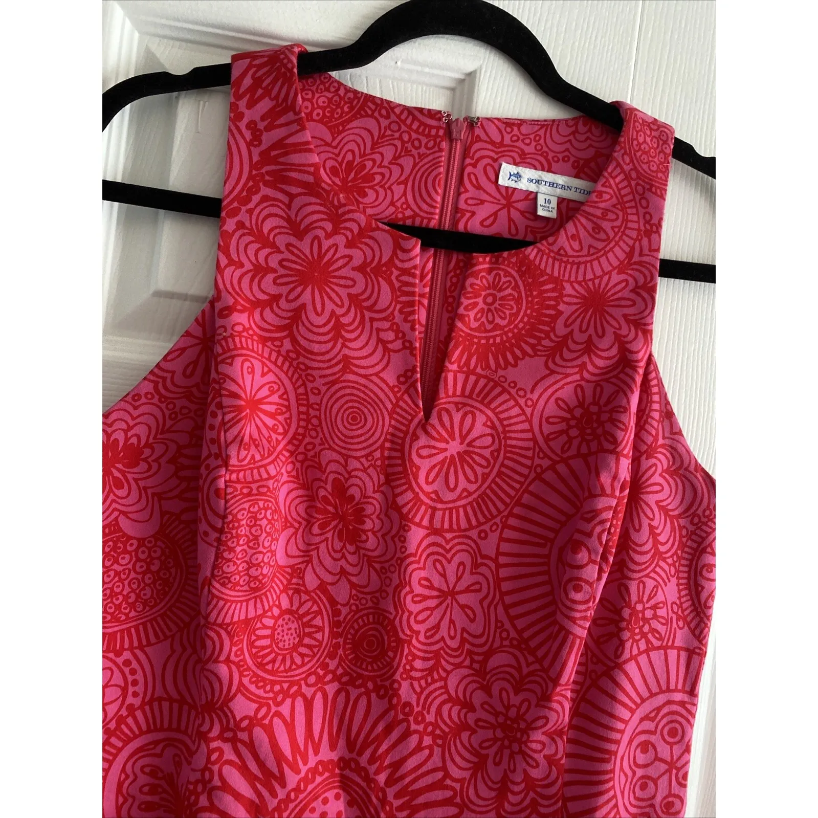 Southern Tide Womens 10 Pink Floral Shift Dress Preppy Coastal - Image 5