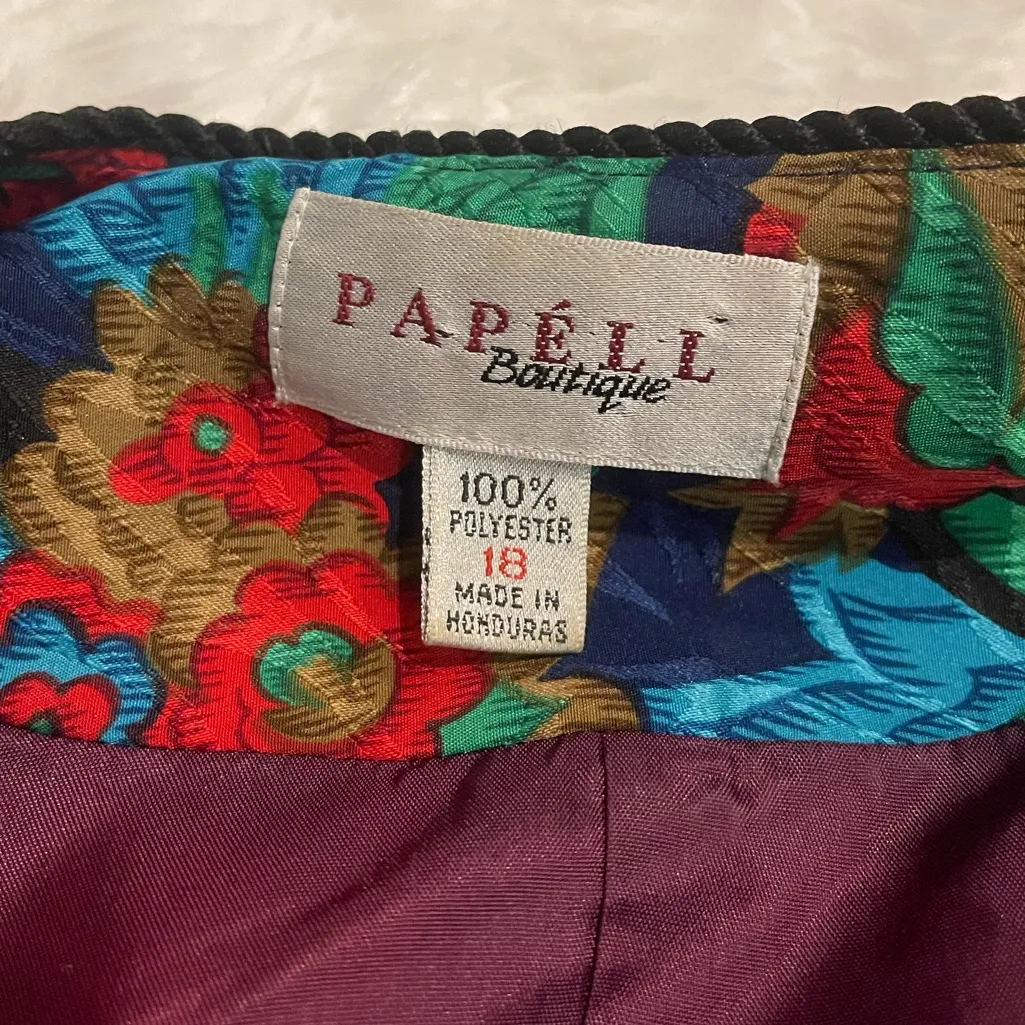 Papell Boutique vintage red floral pattern blazer suit jacket woman’s 18 XL - Image 5