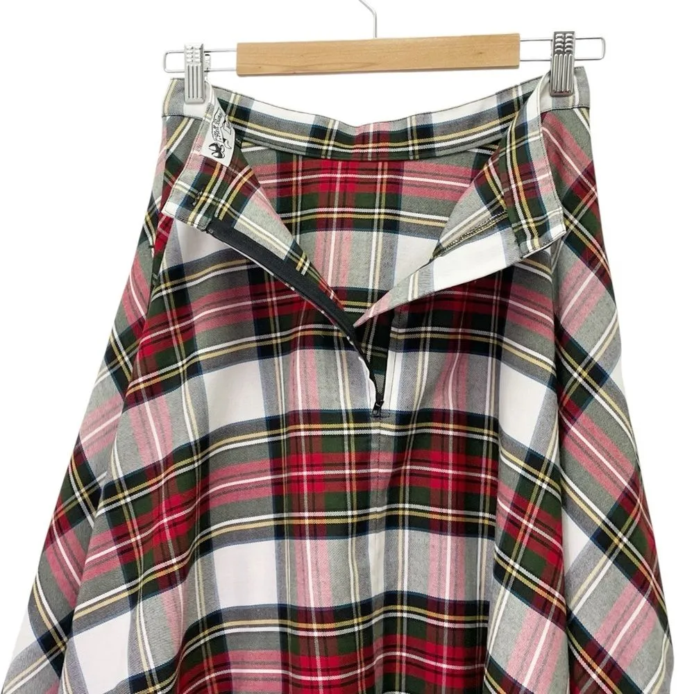 Hell Bunny Vixen Plaid Midi Skirt Red Green Tartan Swing Circle Skirt Size Small - Image 7