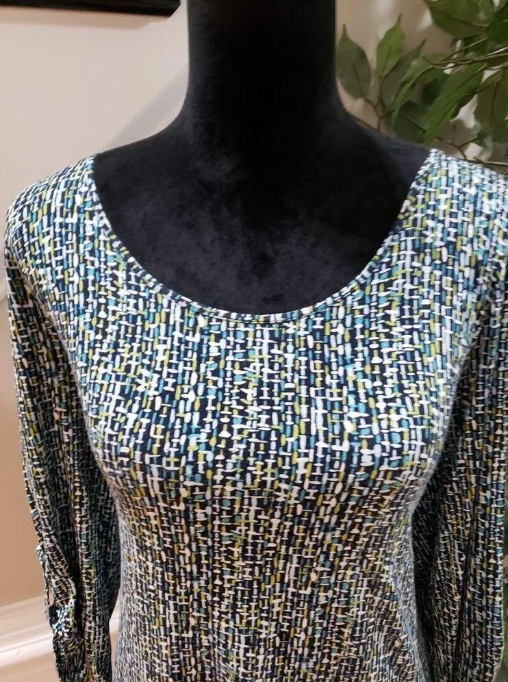 J. Jill Women's Multicolor Polyester Round Neck Long Sleeve Casual Top Blouse L - Image 11