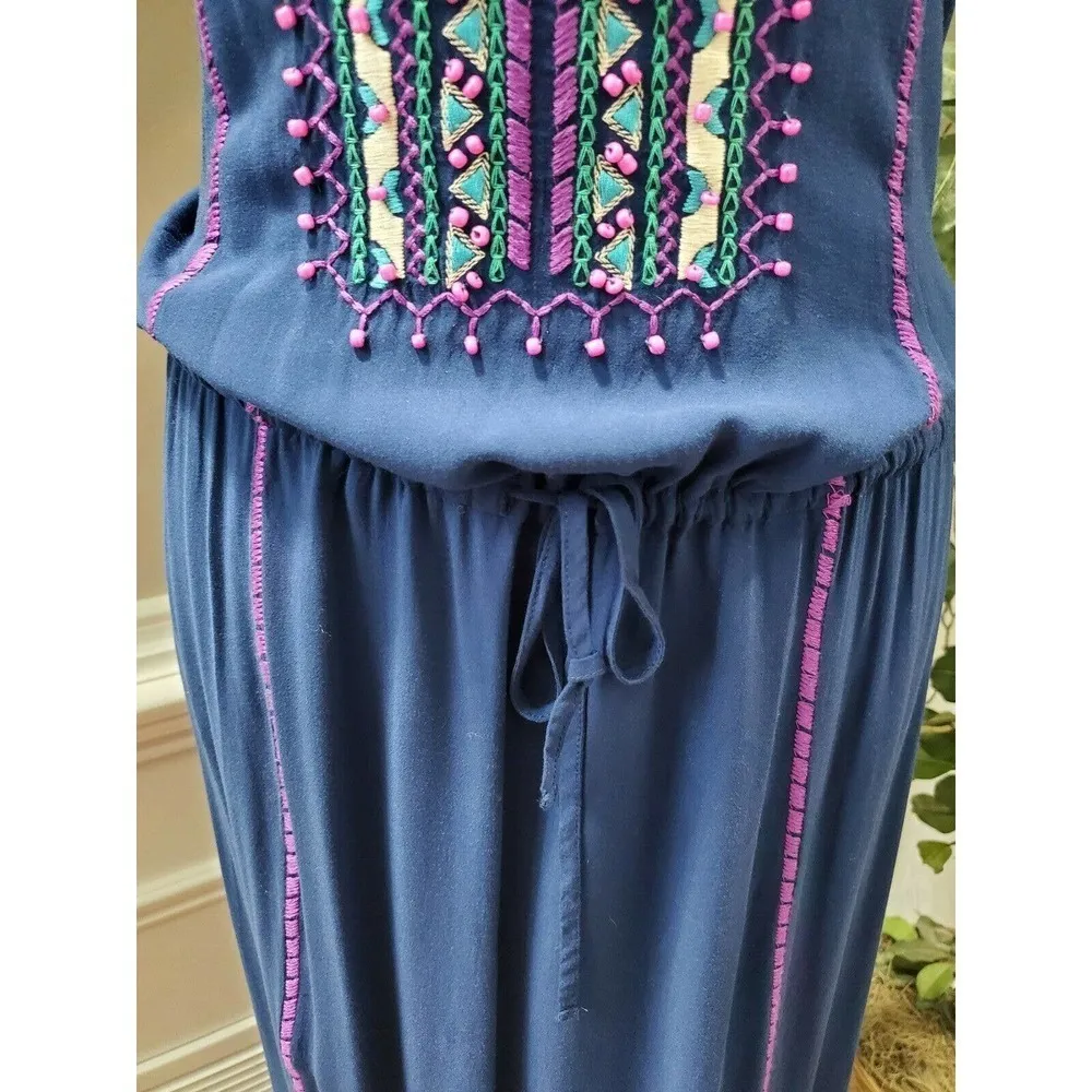 Nanette Lepore Women's Blue 100% Rayon Sleeveless Strappy Maxi Dress Size XS - Image 4