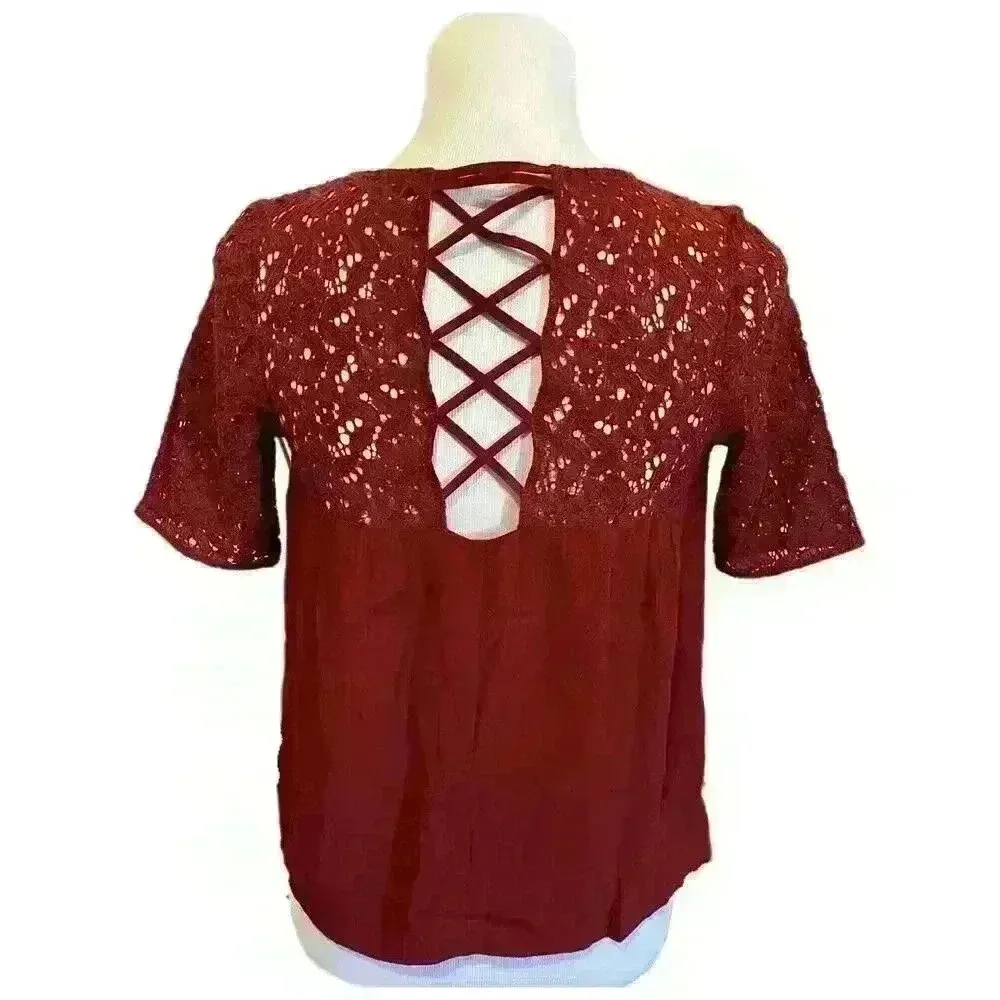 Zara Women’s Red Short Sleeve Blouse - Image 3