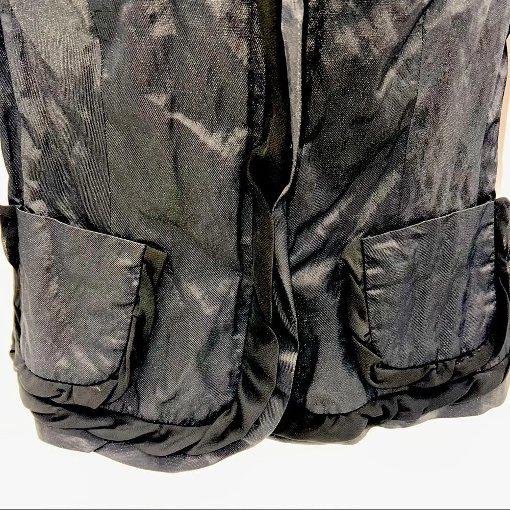 T Tahari - Women's Glistening Black Metallic Ruffle Trim Blazer/Jacket-Size 4 - Image 5