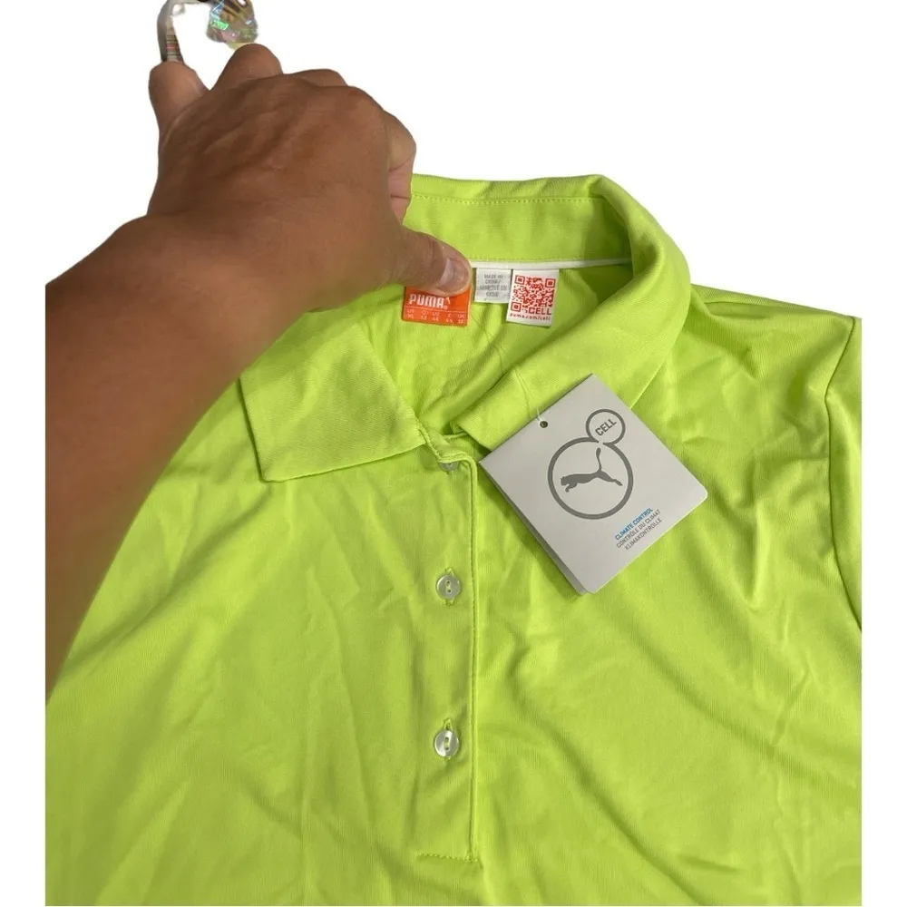 Puma Women's Golf Polo Shirt Size XL Neon Green - Image 7