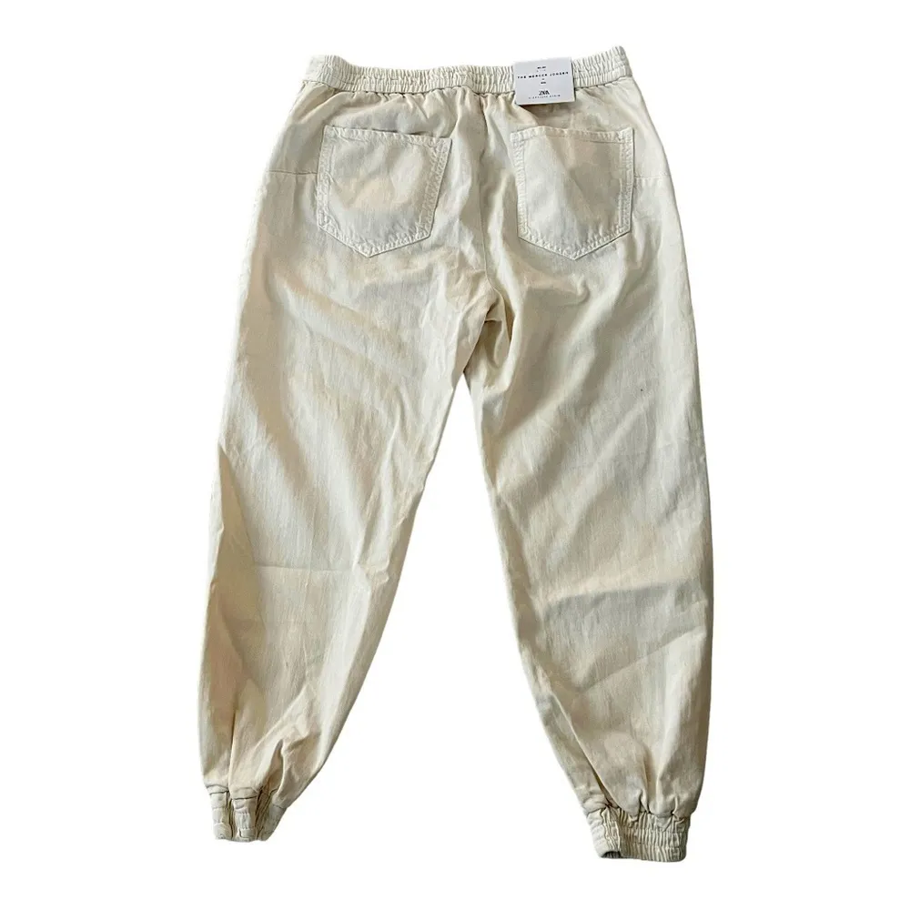 ZARA The Mercer Jogger Mid Slim Fit Cropped Leg Ecru Size L NEW - Image 6