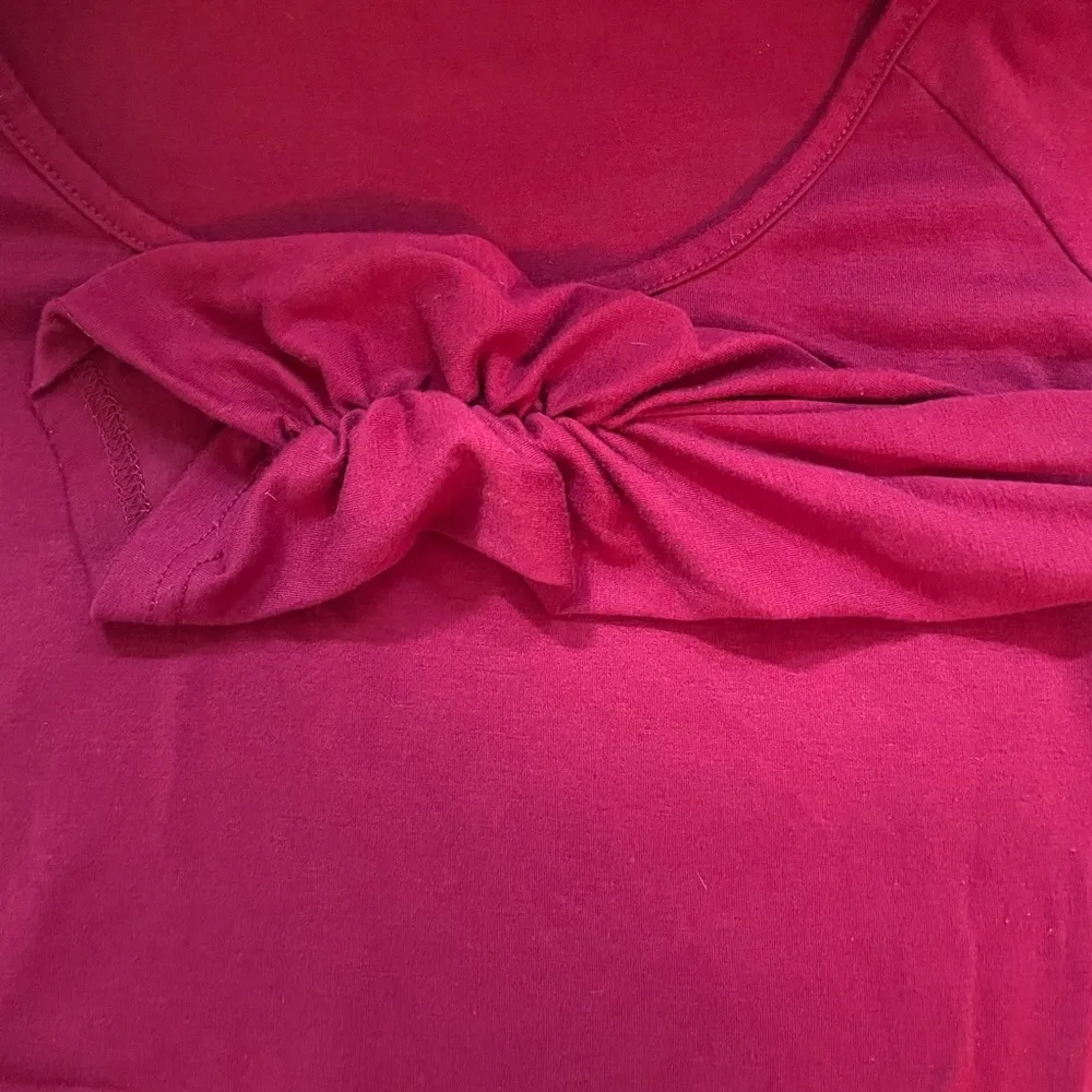 Red Cotton 3/4” Sleeve Top with Ruched long Sleeves and Ruched sides Loose Fit M Size M - Image 4