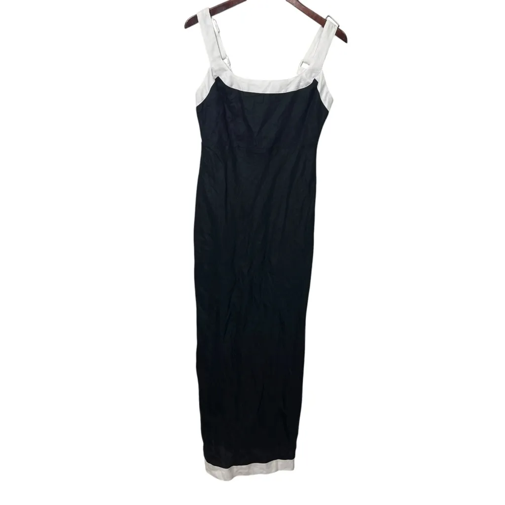 Dissh NWT Carter Black Linen Midi Dress White Trim Square Neck Women’s Size 6 - Image 2