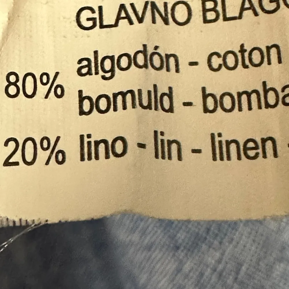 Zara Coastal Boatneck 3/4 Sleeve Bubble Bell Sleeve Blue Cotton Linen Top XS - Image 7