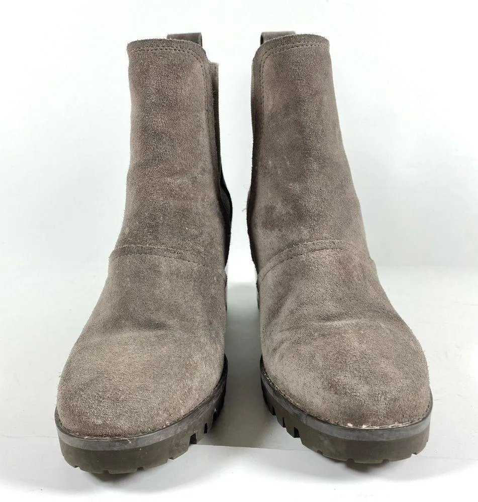 UGG Hazel Suede Leather Waterproof Lug Sole Booties Block Heel Boots size 7.5 - Image 3