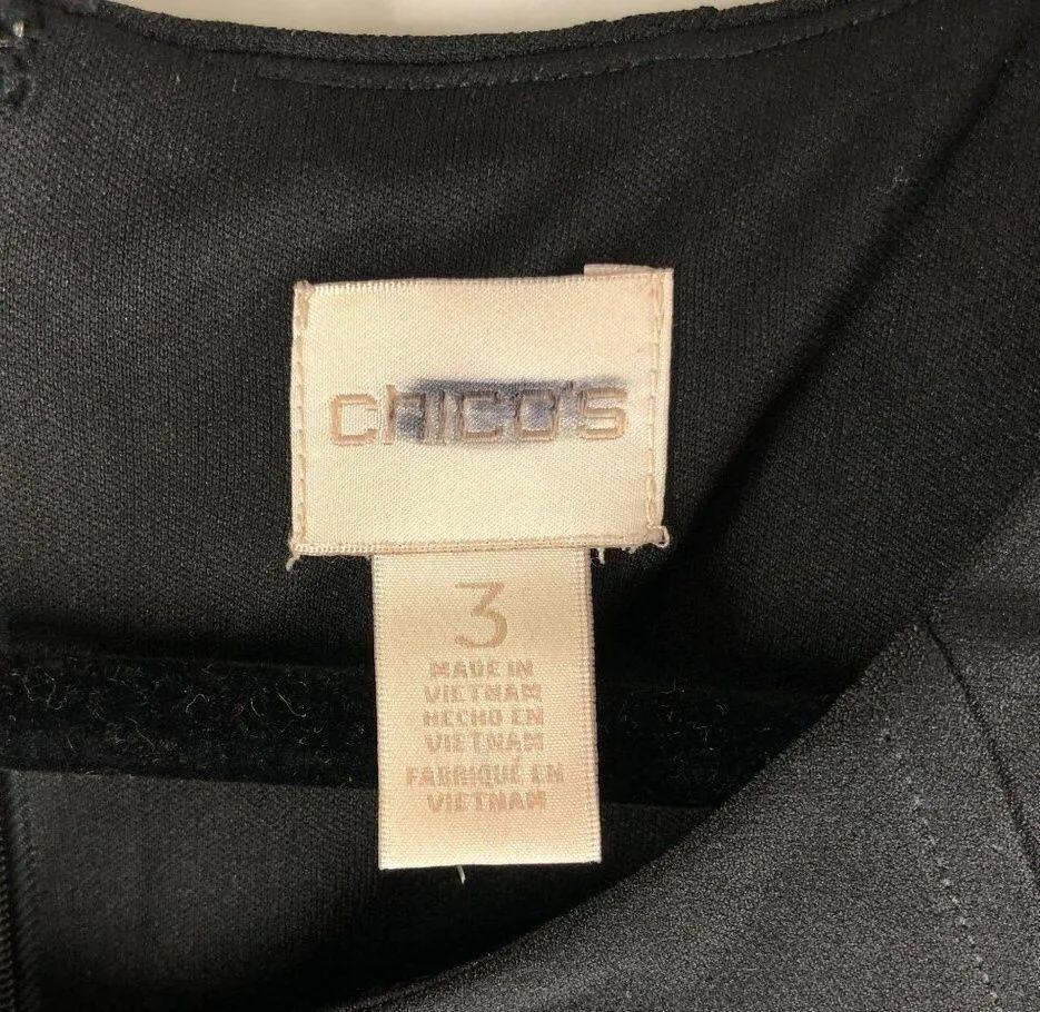 Chicos Sheath Dress Cold Shoulder Short Sleeve Scoop Neck Black Size 3 US XL - Image 3