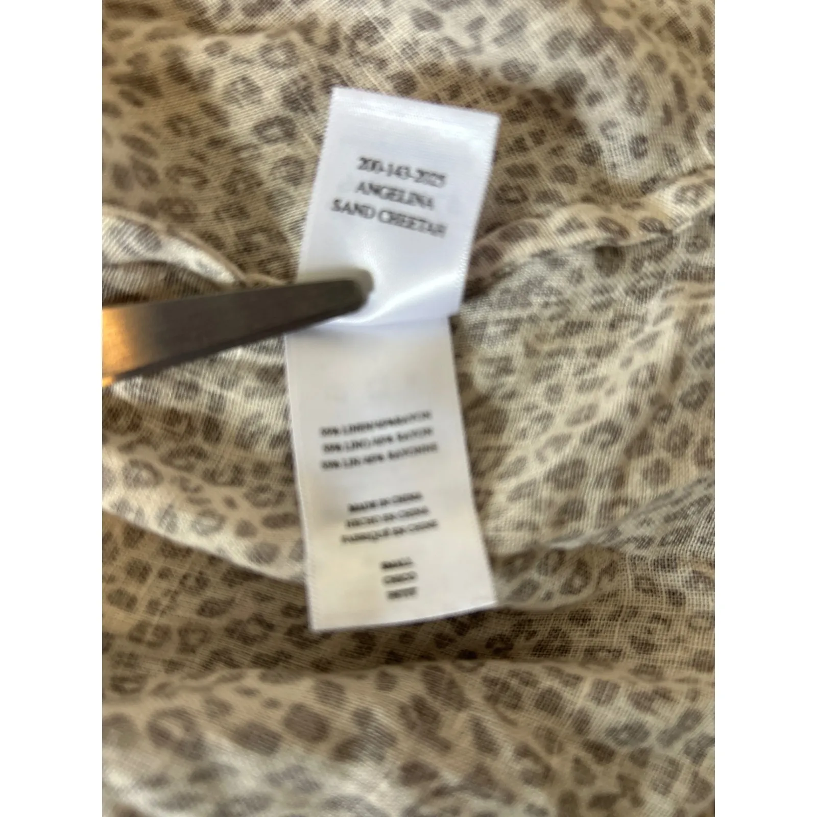 Rails Angelina Sand Cheetah Mini Dress Short Sleeve Smocked Waist Linen Blend  S - Image 5