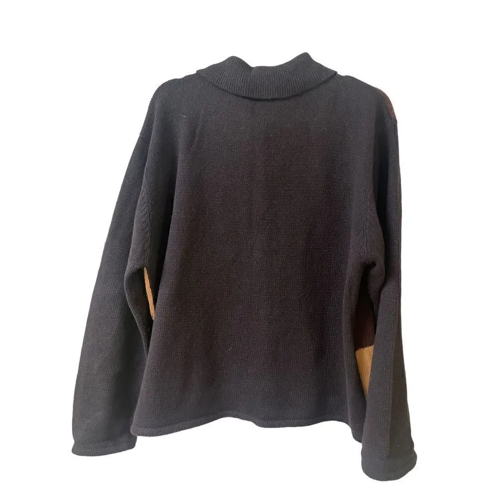 Vintage Crystal Kobe Fall Holiday cardigan sweater sz XL Brown - Image 2