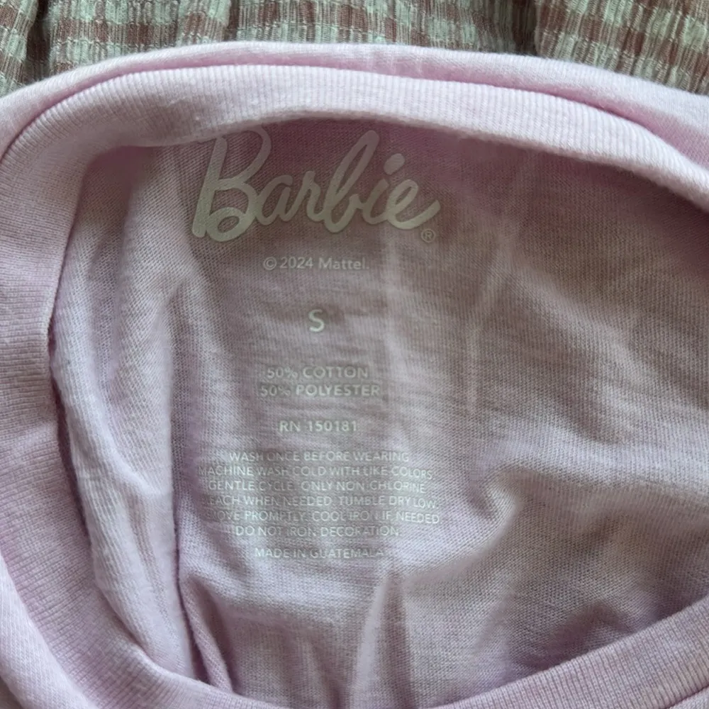 Mattel Barbie Script Logo Graphic Tee Pink Small - Image 3