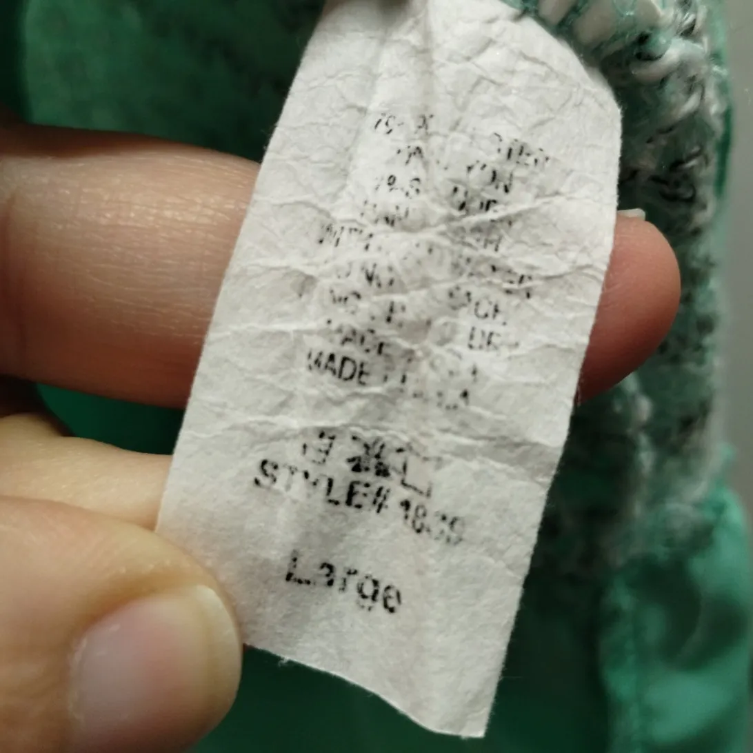 Entro Women Size Large Open Knit Mint Green Flounce Hem Oversize Long Sleeve Top - Image 6