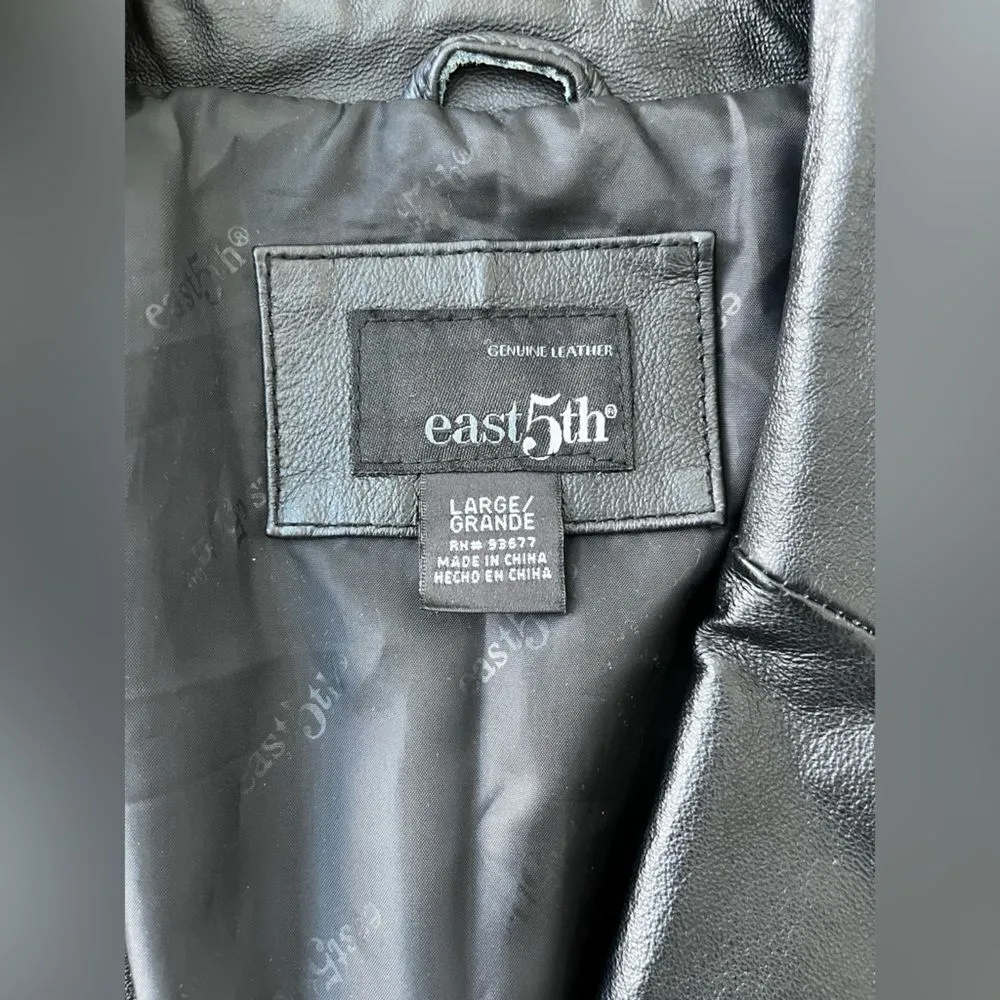 East 5th Genuine Leather Jacket Black Large - Image 5