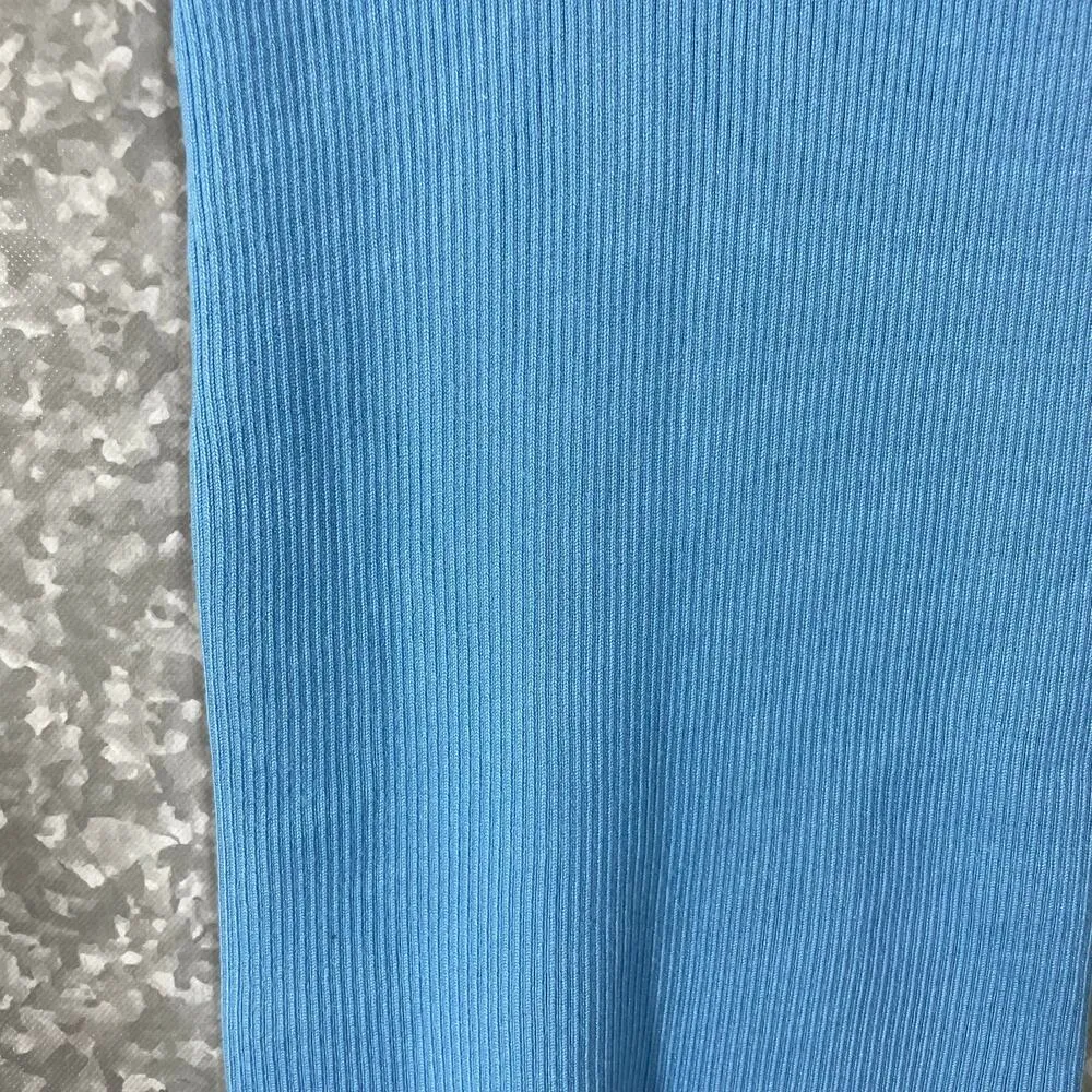 Bar III Women's Blue Ribbed Square Neck Bodycon Dress - Size Small - Long Sleeve - Image 4