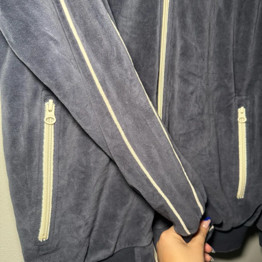 Marine Layer Jacket Womens Medium Blue Cara Track Retro Terry Active Stretch - Image 3