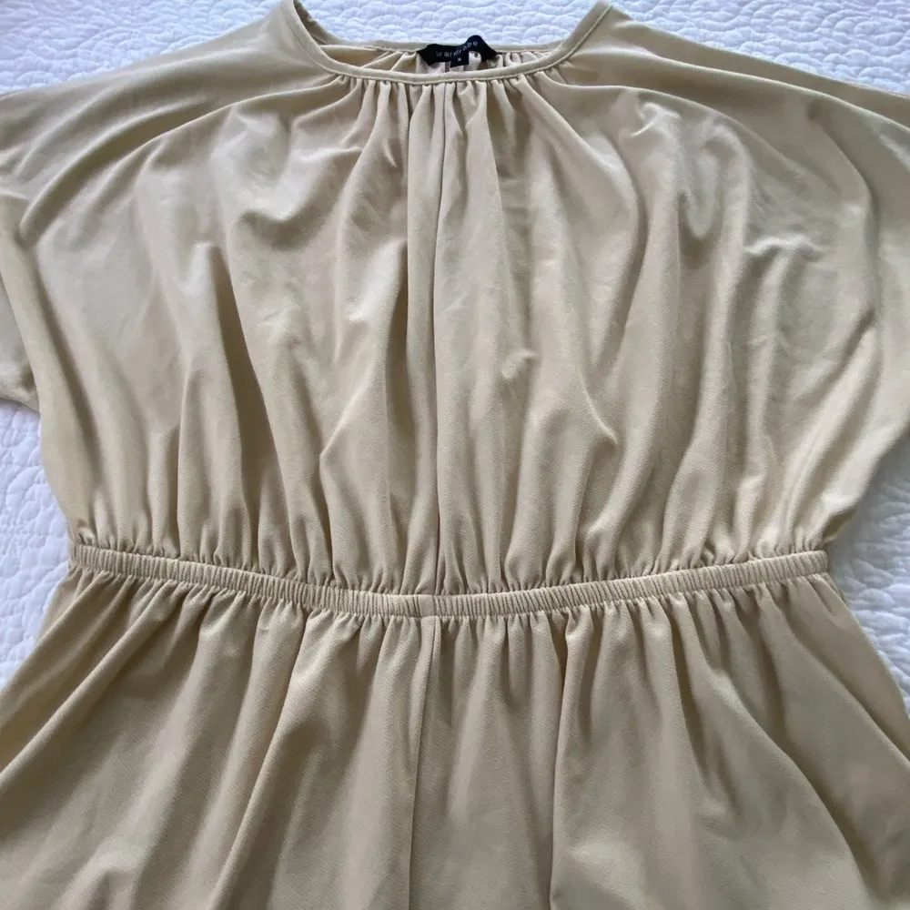 Wardrobe Crew Neck Peplum Flutter Sleeve Beige Top Size Small - Image 7