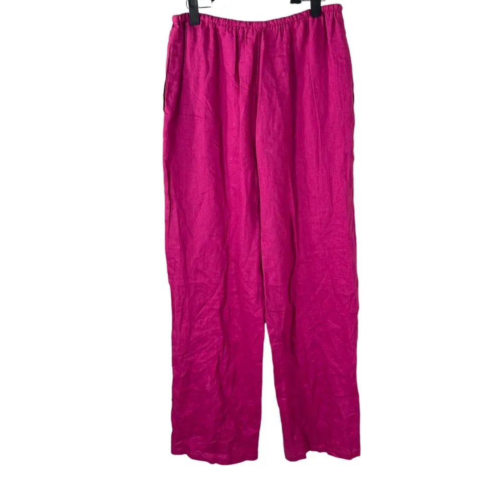 Josephine Chaus Pink Linen Three Piece Set Pants Shirt Tank Small NEW - Image 4