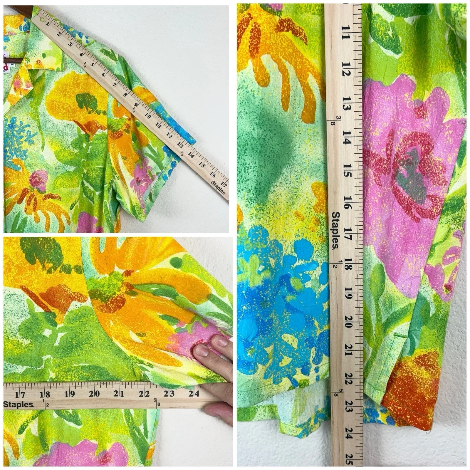 Jams World Summer Garden Floral Hawaiian Shirt Women’s L 100% Rayon - Image 5