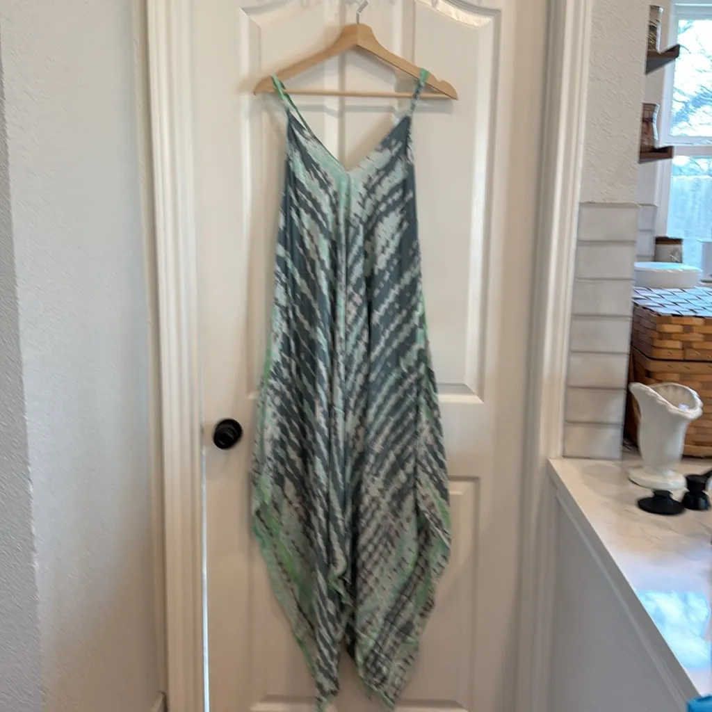 Daisy Island scarf hem tie dye midi dress Blue - Image 9