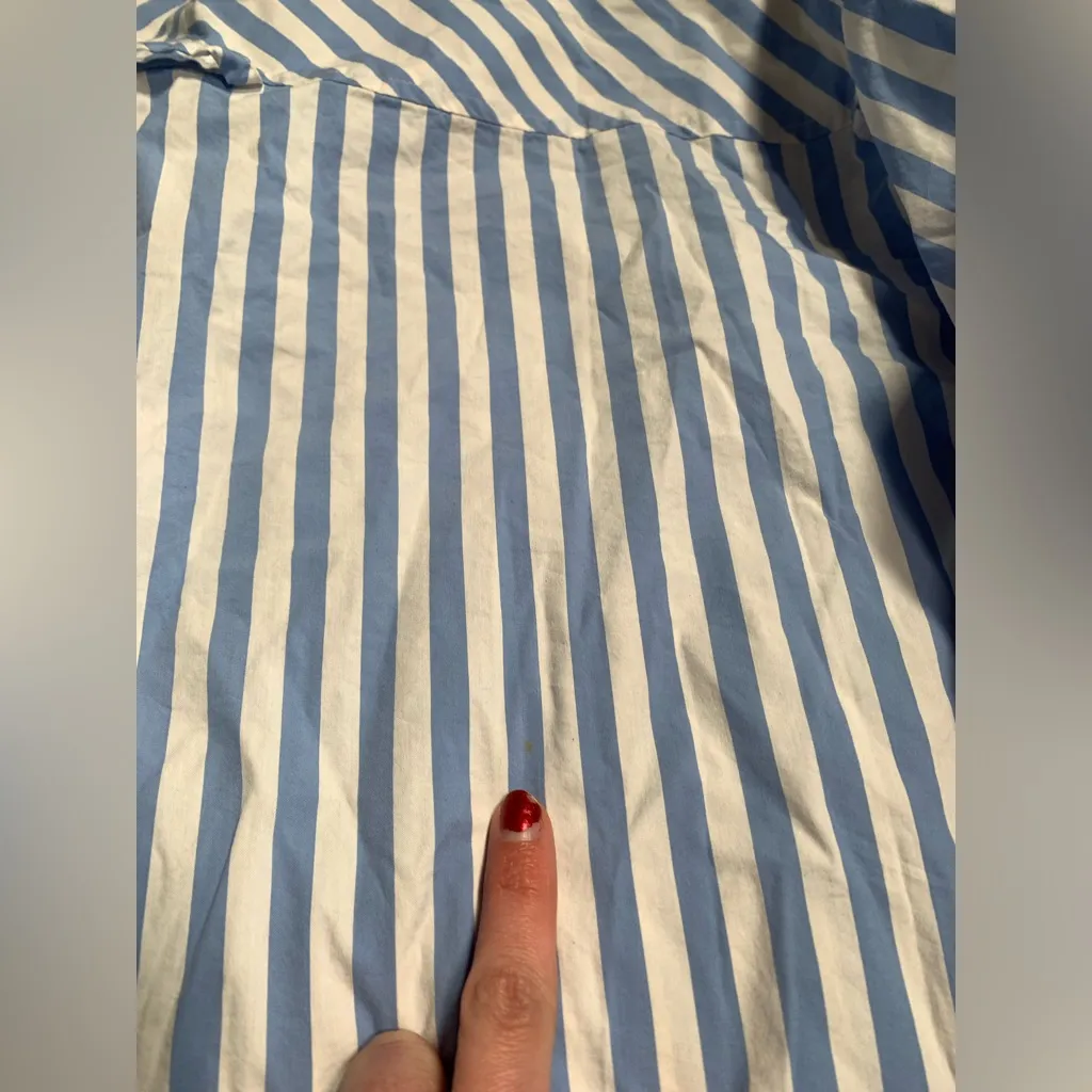 Ayr blue white striped button down shirt XL - Image 9