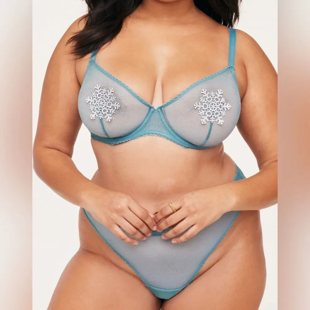 Adore Me Alyshia Unlined Plus Bra and Panties Blue Bra 36G Panties Medium NWT - Image 2