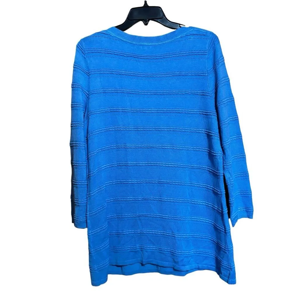 41 Hawthorn Tunic Sweater Womens Large Blue Textured Stretch Pullover Sweatshirt - Image 6
