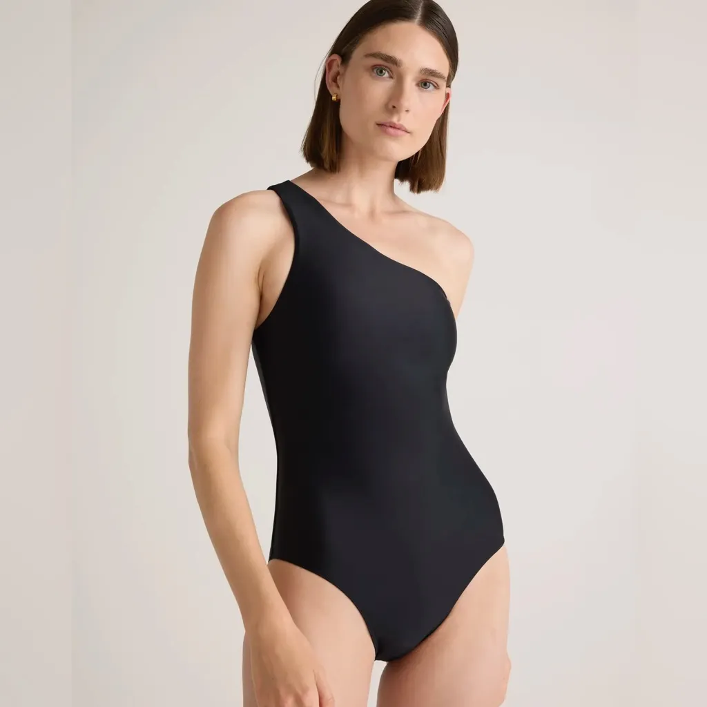 NWT Quince One-Shoulder Swimsuit in Black Sz M - Image 5
