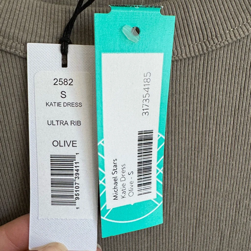 NWT Michael Stars Olive Green Ultra Rib Katie Bodycon Dress Womens S Date Night - Image 5
