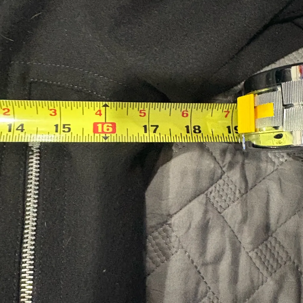 Express Black Wool Moto Lined Jacket With Zipper Pockets; EUC Size Medium - Image 5