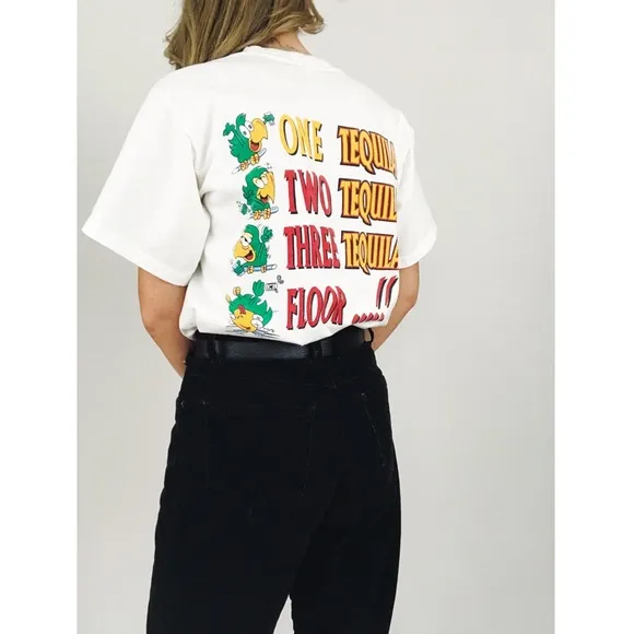 Vintage Tequila Graphic Souvenir Tee | Size L White Size L - Image 2