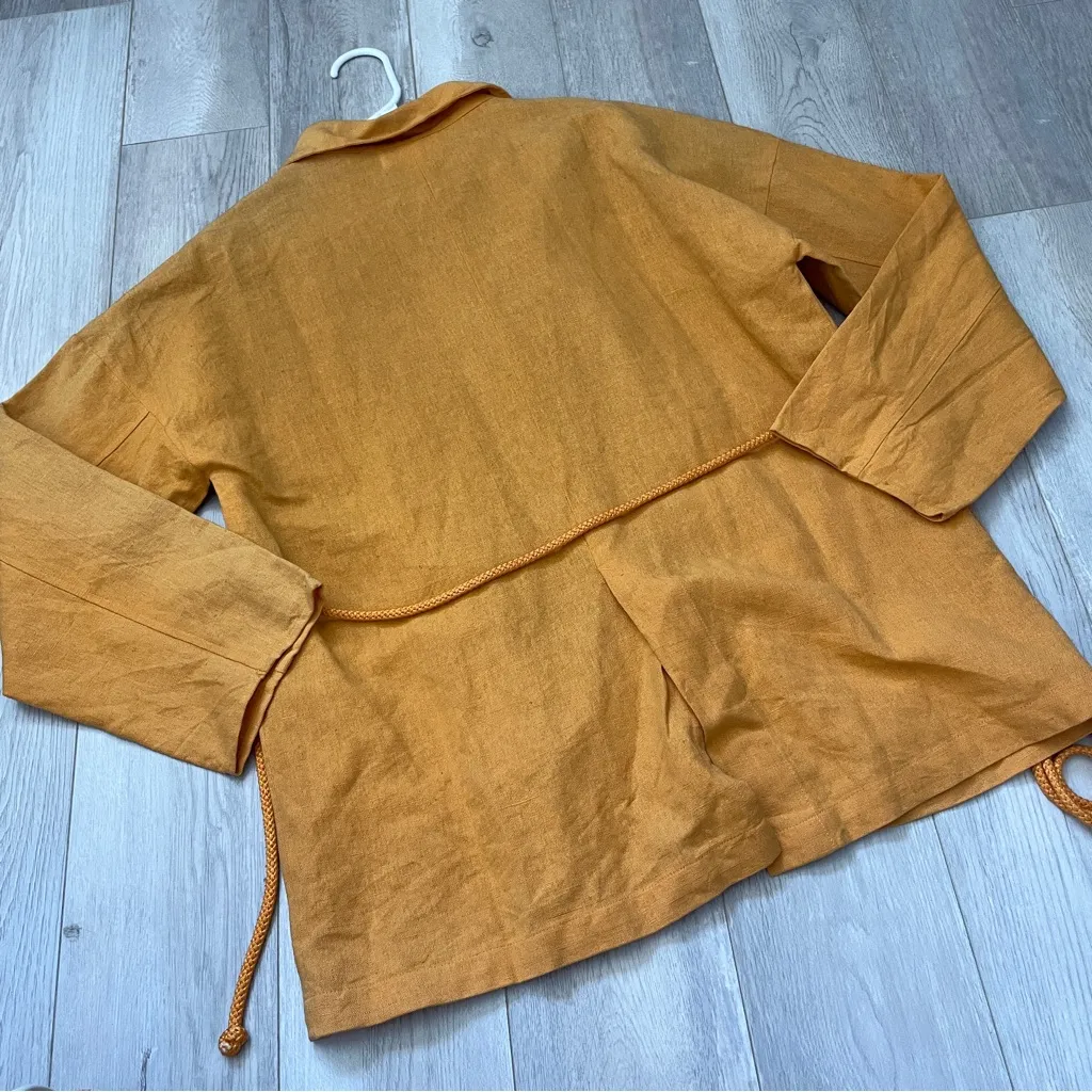 Back Beat Co. Blazer linen organic cotton womens Orange xsmall small minimalist - Image 4