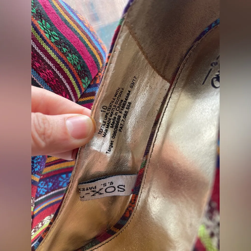 Massimo | Colorful Striped Women's Wedge Shoes Blue Size 10 - Image 2