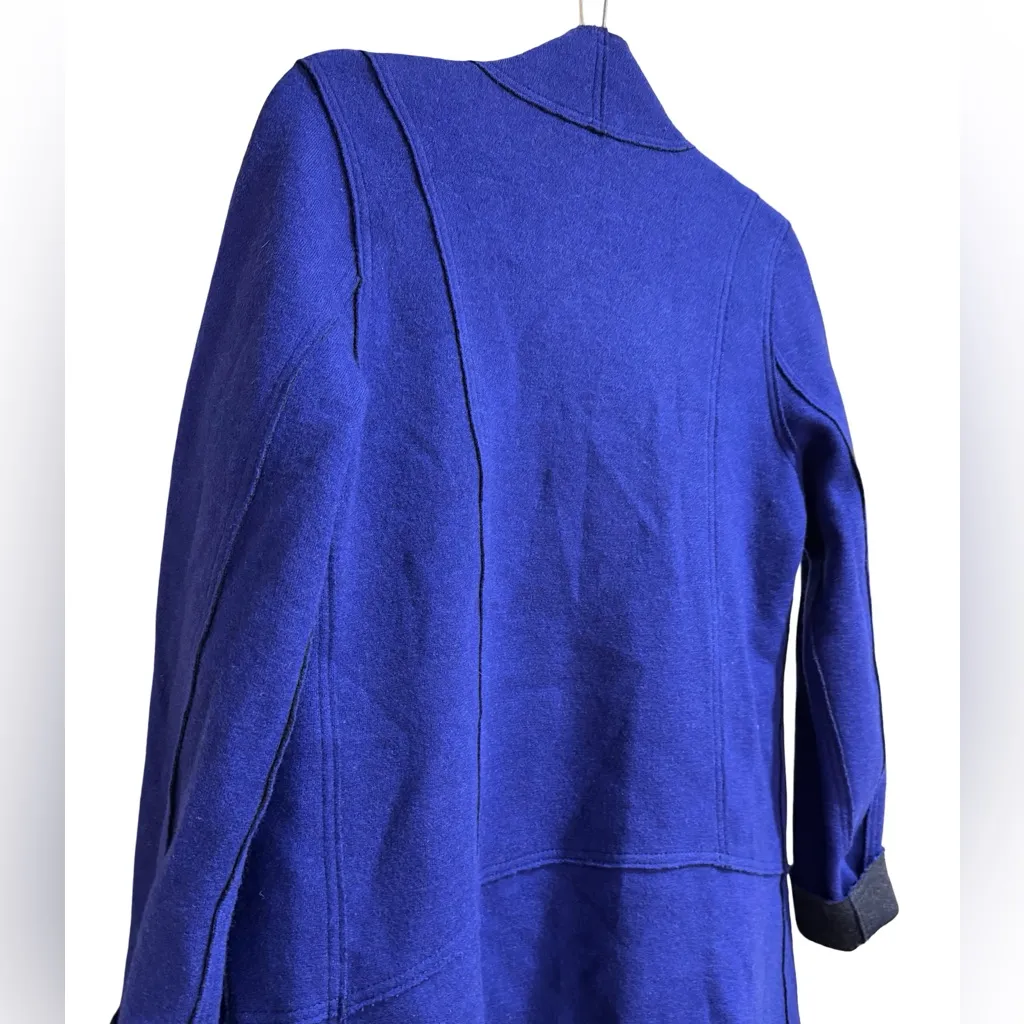 💙 Eileen Fisher Merino Wool Open-Front Cardigan Blue & Gray Women’s Smal - Image 12