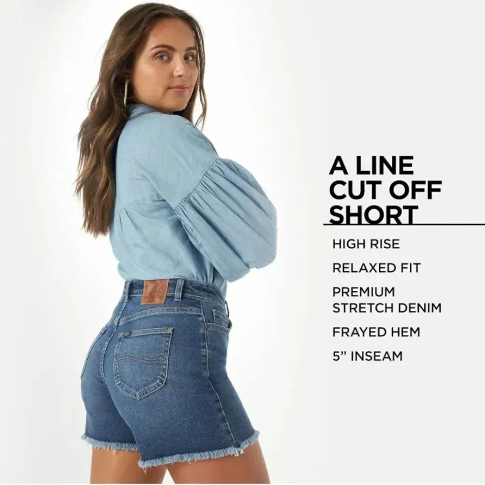 Lee Women's High-Rise A Line Cut Off Jean Short Proper Grammar Size 14 - Image 5