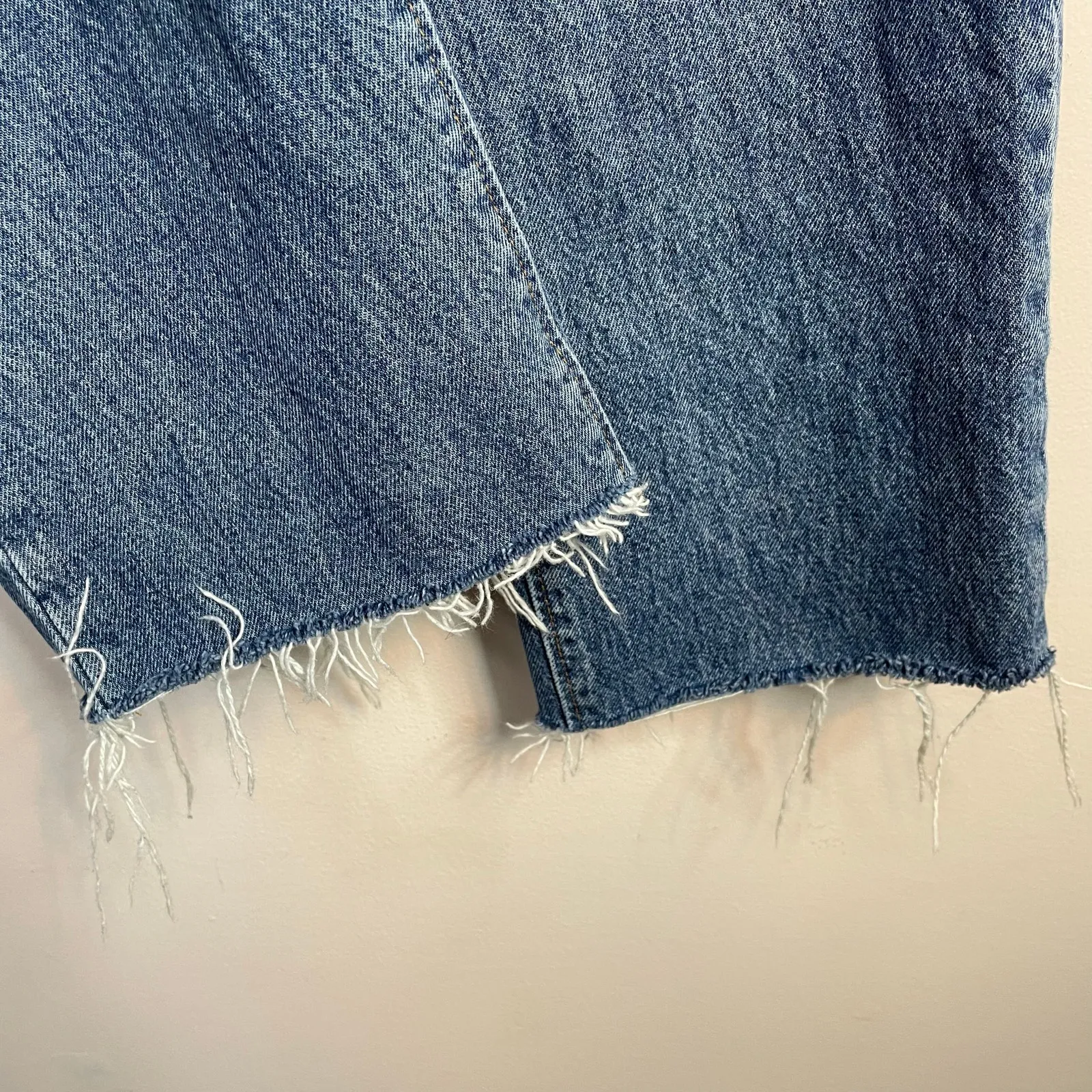 Mille Denim Brooke Mid Rise Slim Fit Jean Rigid Cotton Ankle Length Raw Hem 33 Blue - Image 5