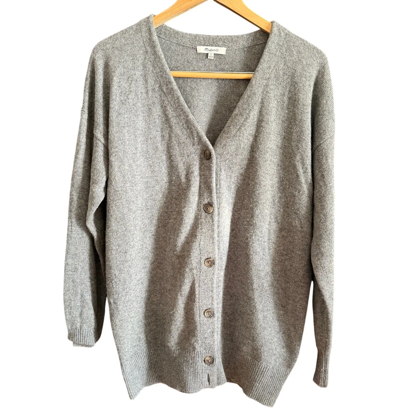 MADEWELL | Gray V Neck Merino Wool Relaxed Fit Cardigan Sweater | Small - Image 2