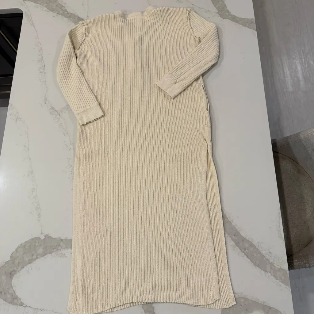 Free People Beach Free Fall Knit Sweater Henley Maxi Dress Women’s Small Oatmeal - Image 12