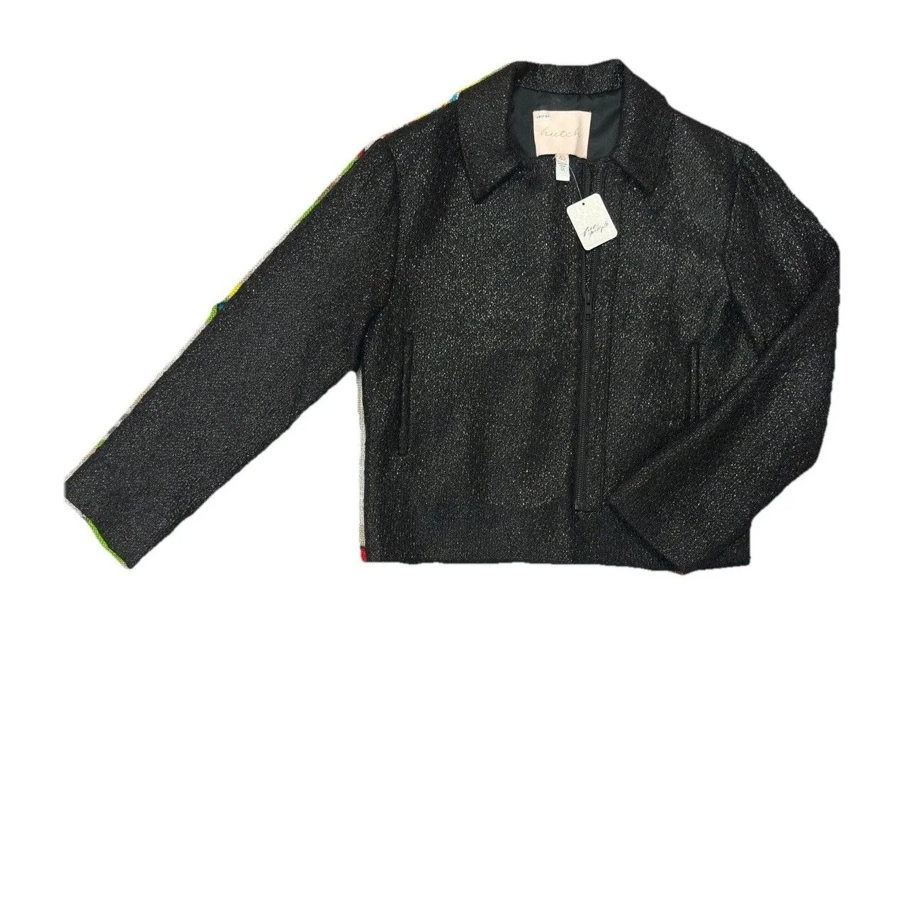 Hutch Black Foil Moto Jacket XS Anthropologie NWT $215 - Image 5