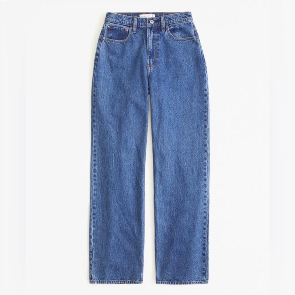 Abercrombie & Fitch Curve Love High Rise The Loose Jeans Womens 28 6 R Blue NWT - Image 3