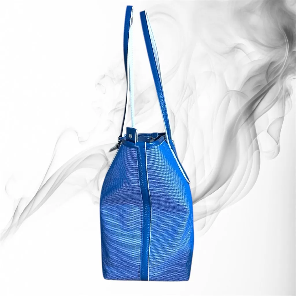 COACH Blue Denim Taxi Zip Tote Bag Leather Trim with COA - Image 8