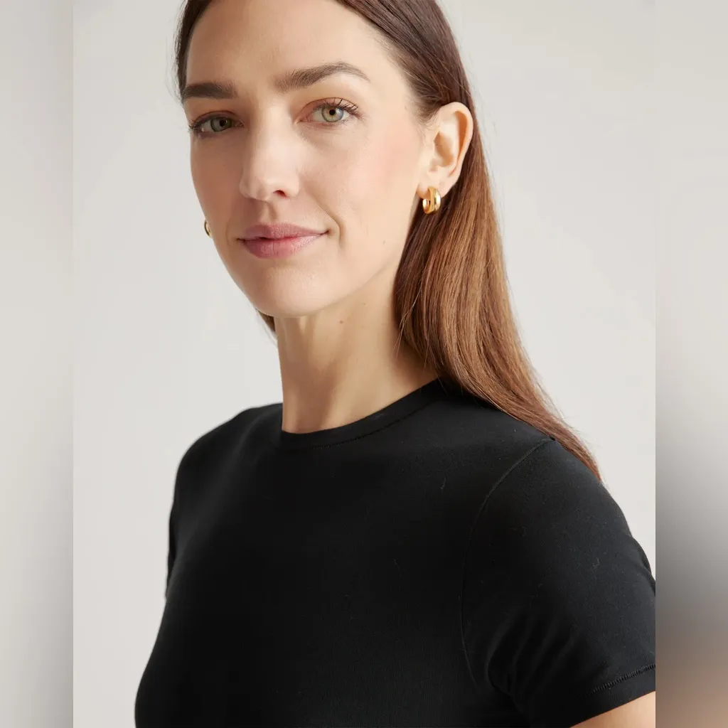 NWT Quince Organic Cotton T Shirt Black Bodysuit Sz S - Image 4