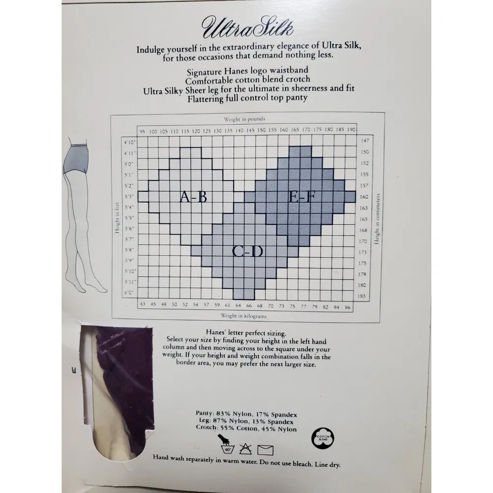 Vintage Hanes Ultra Silk Pantyhose Silky Sheer Control Top 1989 Made in USA - Image 3
