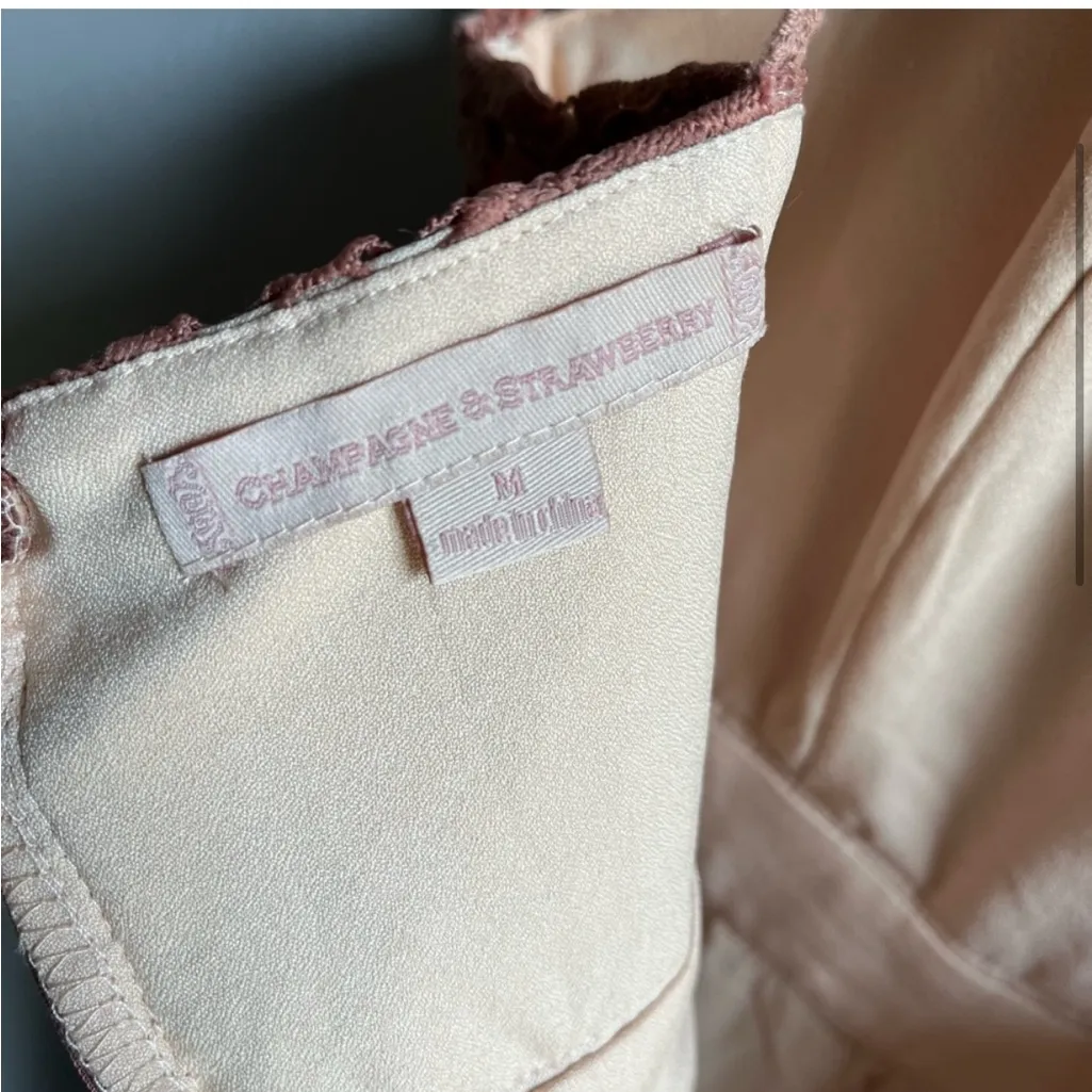 Champagne & Strawberries Blush Pink Lace Dress Medium Homecoming - Image 5